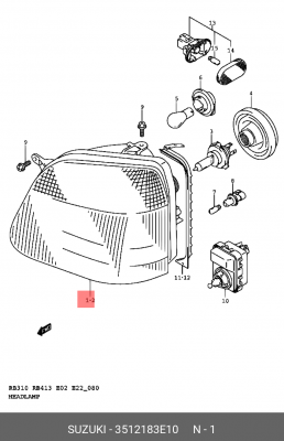 Основная фара 35121-83E10 SUZUKI