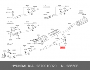 Средний глушитель выхлопных газов 287001C020 HYUNDAI KIA
