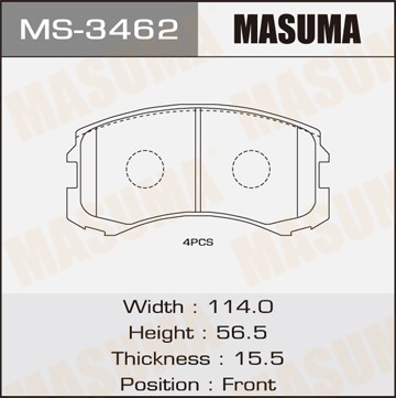 Колодки тормозные дисковые MS3462 MASUMA