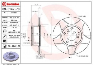Тормозной диск 09.5142.76 BREMBO