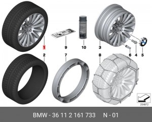 Колесо в сборе 36 11 2 161 733 BMW