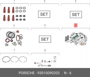 Комплект прокладок, головка цилиндра 93010090203 PORSCHE