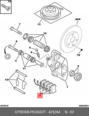 Комплект тормозных колодок, диско 4252 84 CITROEN PEUGEOT
