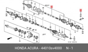 Шарнирный комплект, приводной вал 44010SV4000 HONDA