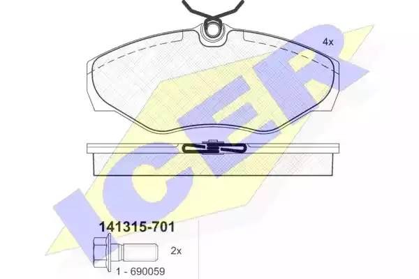 Комплект тормозных колодок, диско 141315-701 ICER
