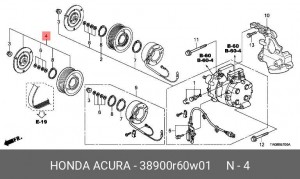 Муфта компрессора кондиционера 38900R60W01 HONDA