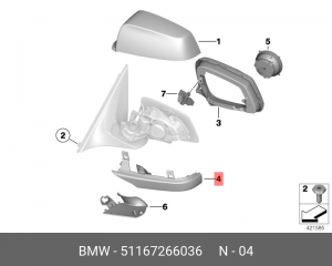 Крышка зеркала заднего вида 51 16 7 266 036 BMW