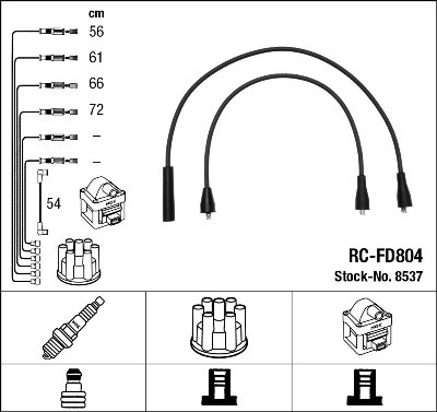 Ккомплект проводов зажигания RC-FD804 NGK NTK