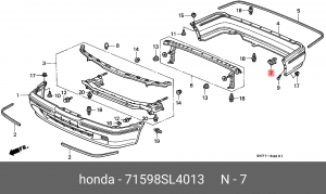 Кронштейн крепления бампера 71598SL4013 HONDA