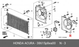 Диффузор радиатора охлаждения под вентилятор 38615P8EA00 HONDA