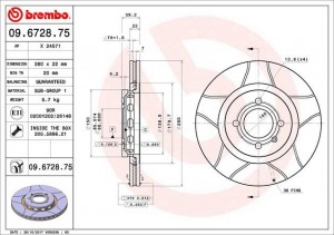 Тормозной диск 09.6728.75 BREMBO