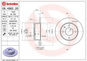 Тормозной диск 08.4962.20 BREMBO