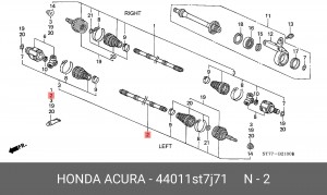 Шарнирный комплект, приводной вал 44011ST7J71 HONDA