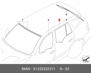 Стекло боковое 51 33 3 332 311 BMW