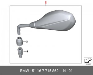 Зеркало заднего вида 51 16 7 715 862 BMW