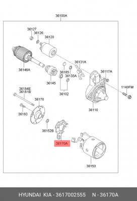 Щеточный узел стартера 3617002555 HYUNDAI KIA