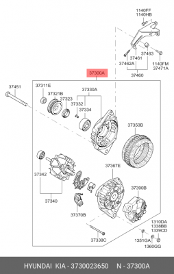 Генератор 3730023650 HYUNDAI KIA