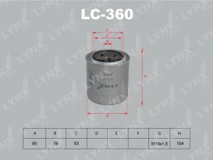 Фильтр масляный двигателя LC-360 LYNXAUTO