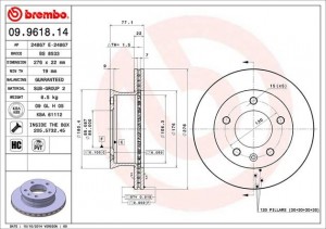 Тормозной диск 09.9618.14 BREMBO