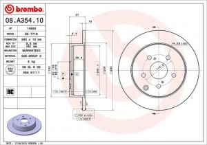 Тормозной диск 08.A354.10 BREMBO