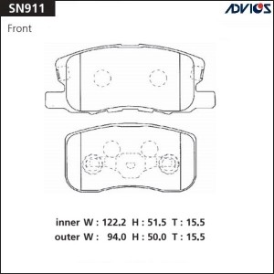 Колодки тормозные дисковые SN911 ADVICS