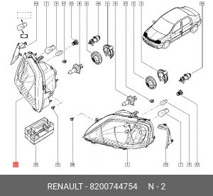 Фара головного света 8200744754 RENAULT