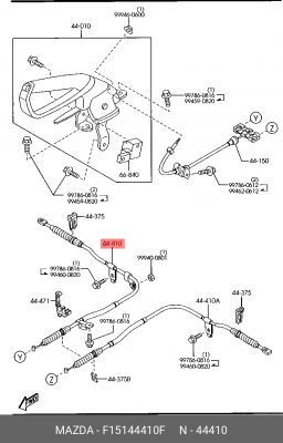 Трос, стояночная тормозная система F15144410F MAZDA
