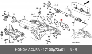 Прокладка, впускной коллектор 17105P73A01 HONDA