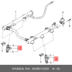 Форсунка топливная 0K9BV13250 HYUNDAI KIA