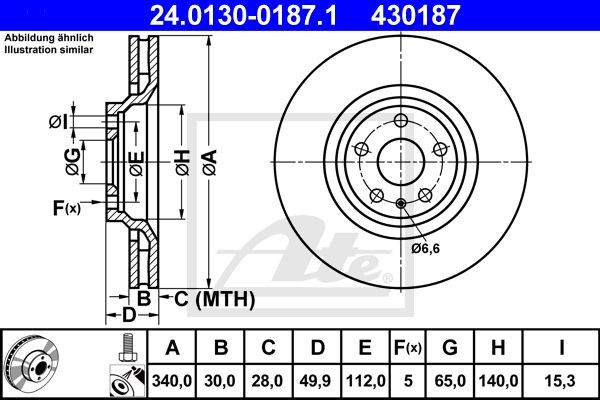 Тормозной диск 24.0130-0187.1 ATE