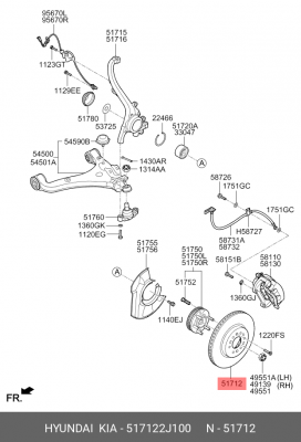 Диск тормозной 517122J100 HYUNDAI KIA