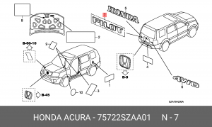 Эмблема 75722SZAA01 HONDA