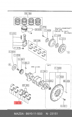 Подшипник коленвала B6Y0-11-SG0 MAZDA