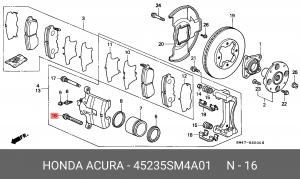 Направляющие скобы суппорта (ремкомплект) 45235SM4A01 HONDA