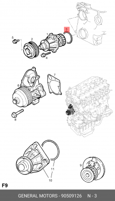Прокладка, водяной насос 90509126 GENERAL MOTORS