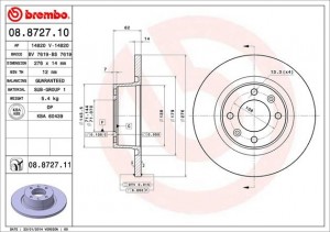 Тормозной диск 08.8727.10 BREMBO