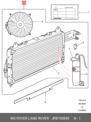 Конденсатор, кондиционер JRB100840 MG ROVER LAND ROVER