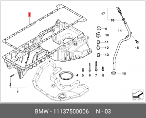 Прокладка, маслянный поддон 11 13 7 500 006 BMW