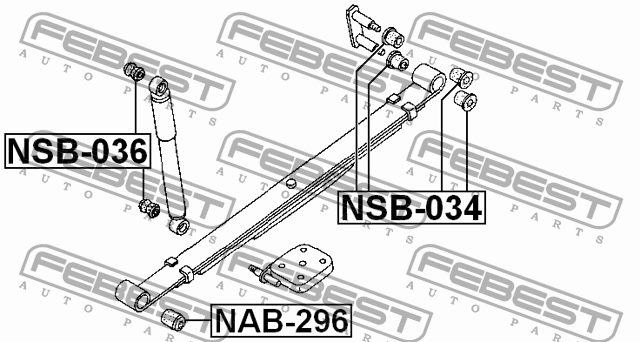 Сайлентблок - втулка рессоры NSB-034 FEBEST
