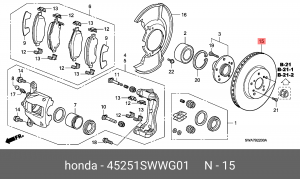 Тормозной диск 45251-SWW-G01 HONDA
