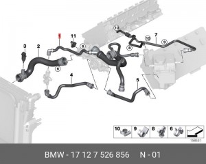 Патрубок системы охлаждения ДВС 17 12 7 526 856 BMW
