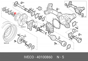 Уплотняющее кольцо, ступица колеса 40100860 IVECO