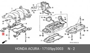 Прокладка, впускной коллектор 17105PY3003 HONDA