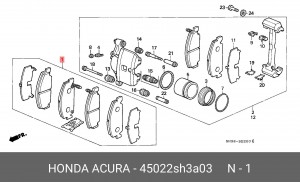 Комплект тормозных колодок, диско 45022SH3A03 HONDA