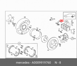 Колодки тормозные (ремкомплект) A 000 991 97 60 MERCEDES BENZ