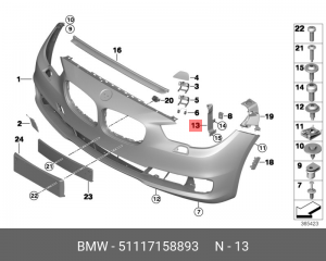 Кронштейн крепления бампера 51 11 7 158 893 BMW