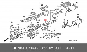 Средний глушитель выхлопных газов 18220SM5A11 HONDA