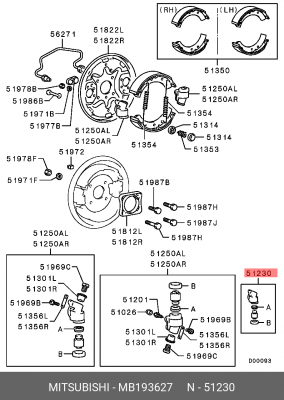 Ремкомплект, колесный тормозной цилиндр MB193627 MITSUBISHI
