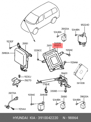 Блок управления, впрыскивание топлива 3910042220 HYUNDAI KIA