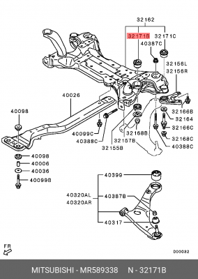 Сайлентблок задней балки MR589338 MITSUBISHI